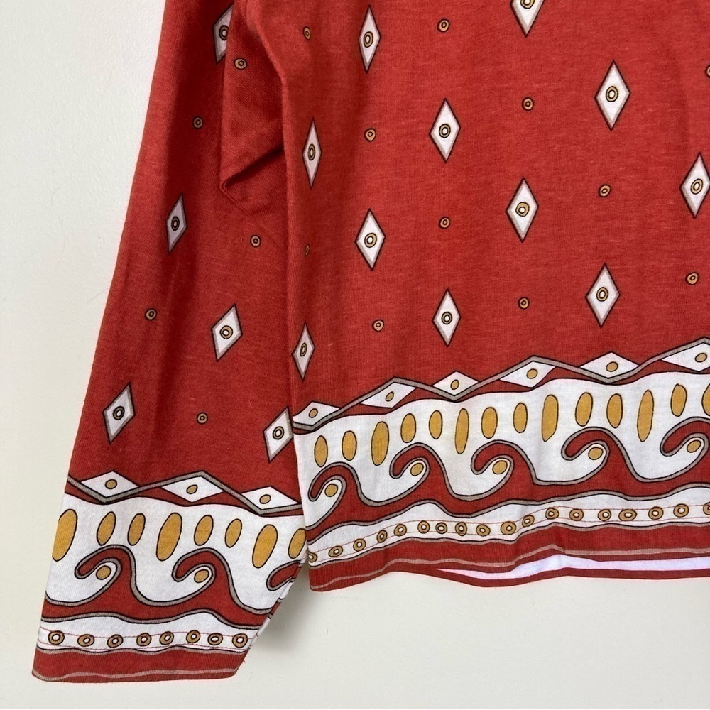 Vintage 90s Button Down Shirt Rust Color Southwest Print Shacket Metal Buttons M - Picture 13 of 14